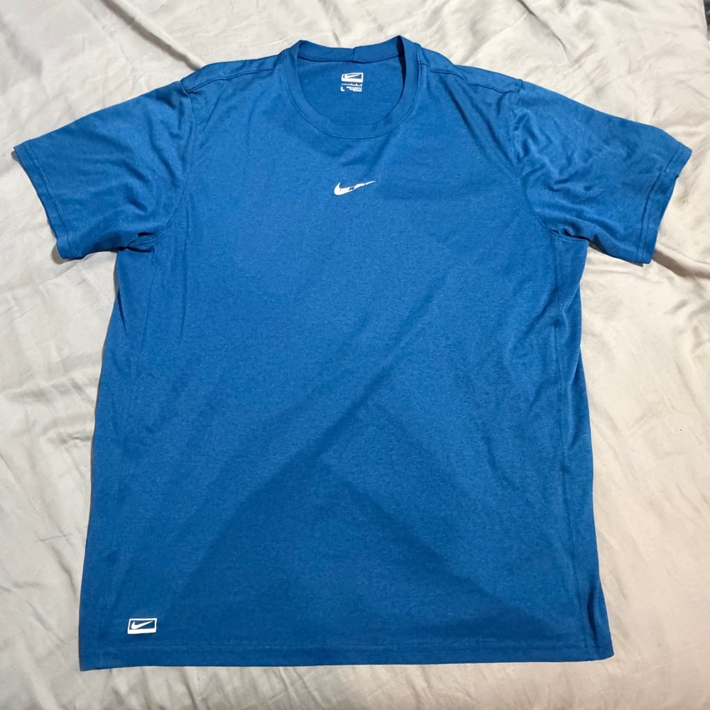 Nike Performance Mens Blue Short Sleeve Training t center‎ Swoosh Logo Size L